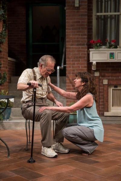 Elaine Rivkin and Mark Jacoby in One House Over. Photo by Michael Brosilow